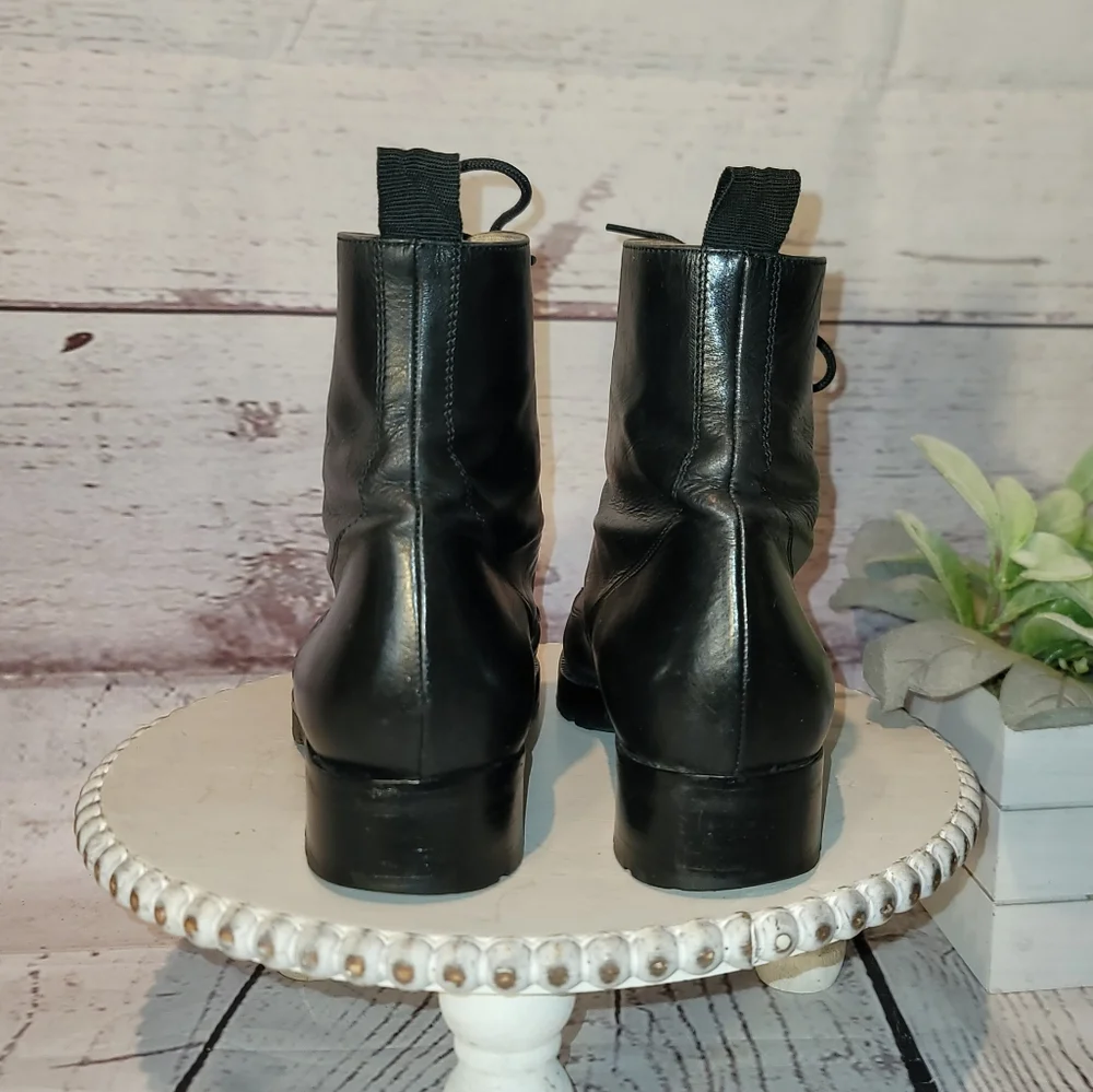 RITZ New York Black  Leather Moto Combat Ankle Lace-up Boots Size 36.5 EU, 6 US - Picture 8 of 12